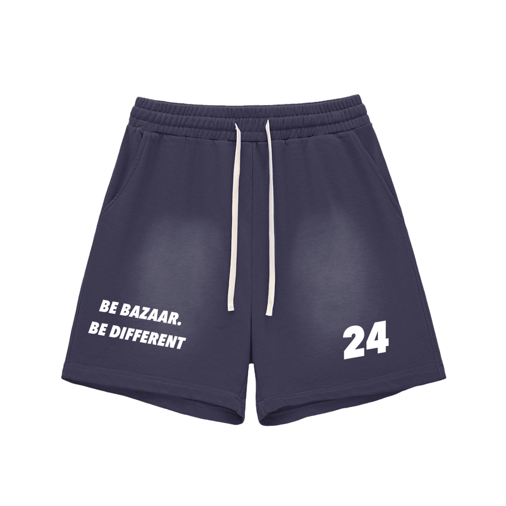 Sun Fade Raw Edge Cotton Shorts